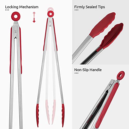 Kitchen Tong for Cooking (Red / 16 inch)