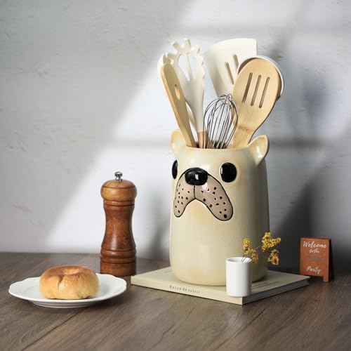 Ceramic Cartoon Animal Pattern Kitchen Utensil Holder (Bulldog)