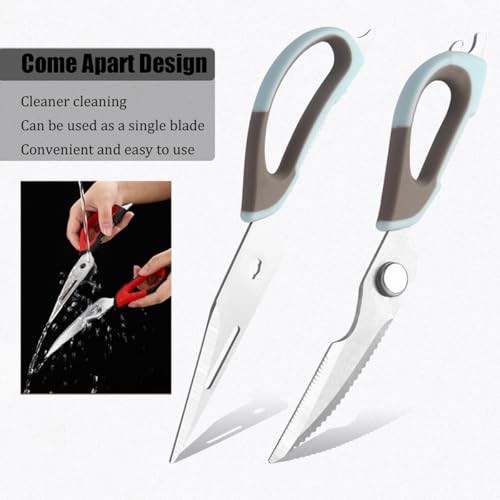 2 Pcs Heavy Duty Kitchen Shears for Food (White+blue)