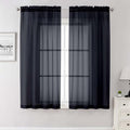 Black Sheer Curtains 68 Inch Length 2 Pcs (Black / 42"W x 68"L (Pack of 2))