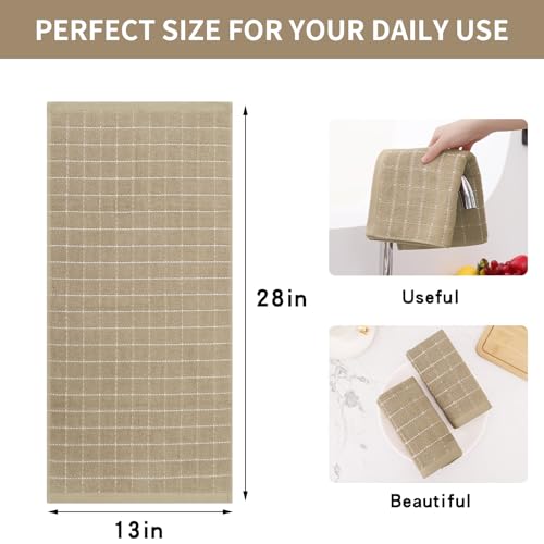 100% Cotton Terry Kitchen Towels (Tan / 13 X 28 - 4 Pack)