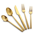 Matte Gold Silverware Set Cuboid Handle 40 Pieces Service for 8 (Matte Gold / 40 Pcs)