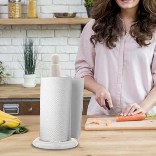 Handmade Marble Paper Towel Holder for Kitchen Countertop (Cloudy White)