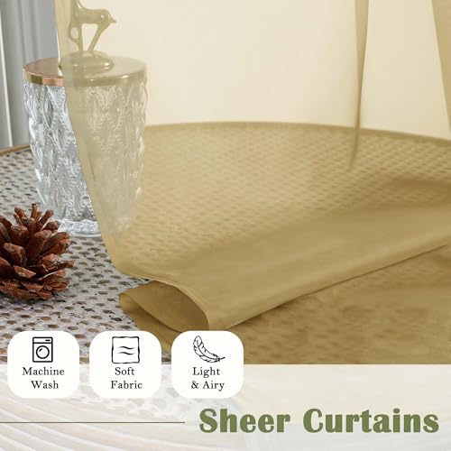 Gold Sheer Curtains 96 Inches Long 2 Panels Set (Gold / 59"W x 96"L (Pack of 2))