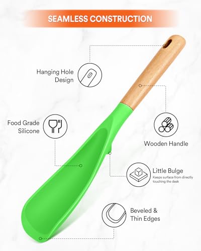 Cooking Spoon and Rice Scooper for Nonstick Cookware (Apple Green)