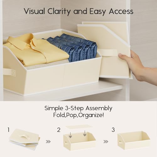 Large Closet Organizers and Storage Bins (Beige / 8 Pack)