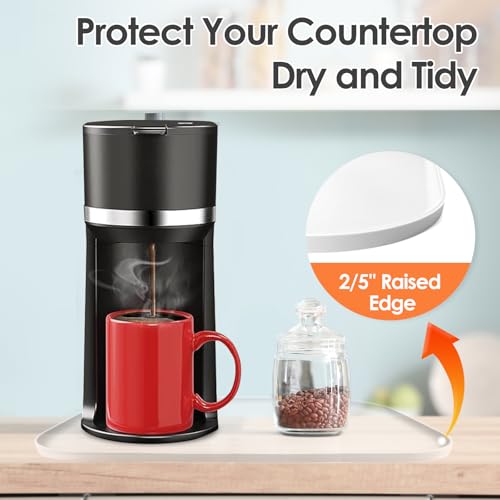 Silicone Coffee Maker Mat with Lip for Countertops 17.4''x10.6''Translucent (Translucent / 17.4'' x 10.6'')