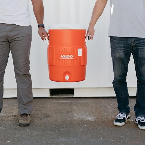 10 Gallon Portable Sports Cooler Water Beverage Dispenser with Flat Seat Lid (Orange 10 Gallon)