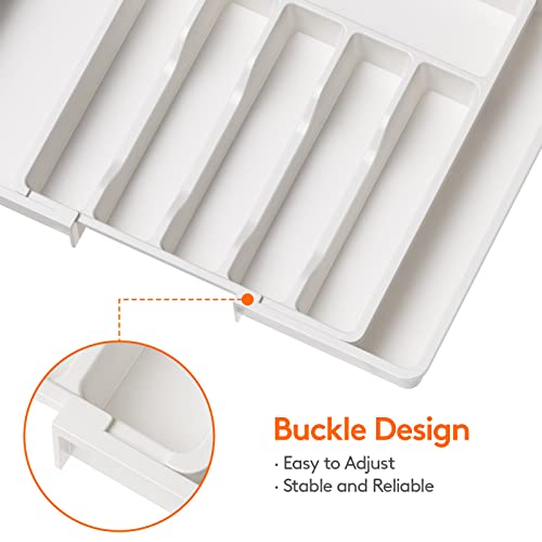 Extra Large Silverware Drawer Organizer (White / XL (13-22''W x 15''D))