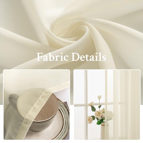 Light Cream Sheer Curtains 54 X 63 Inches (Light Cream / 54"W x 63"L (Pack of 2))