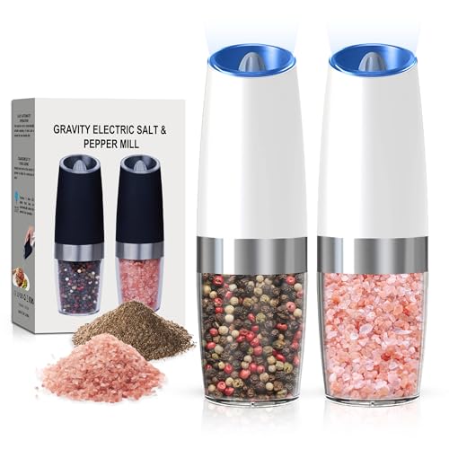 Battery Operated Salt And Pepper Grinder Set 2 Pack (Battery/2pcs/White)