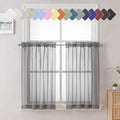Charcoal Grey Sheer Kitchen Curtains 36 Inch Length 2 Pcs (Charcoal Grey / 40"W x 36"L (Pack of 2))