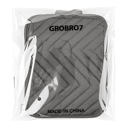 5Pack Pot Holders for Kitchen Heat Resistant Cotton Potholder Multipurpose Hot Pad Machine Washable Oven Mitts with Pocket Potholders for Baking and Cooking 8.9 x 6.9 in Gray Black (Black&gray)