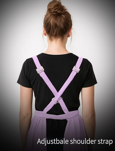 Vintage Pinafore Apron Dress for Women with Pockets Cute Floral Chef Aprons for Kitchen Cooking Baking Gardening (Pastel Purple)