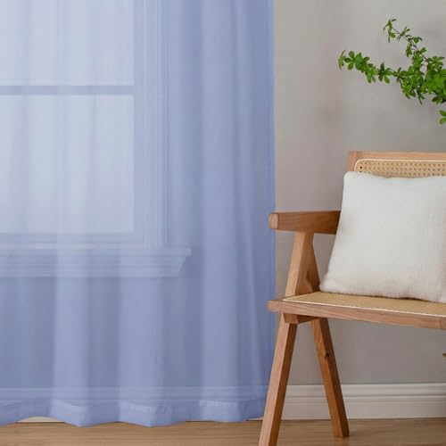 Denim Blue Sheer Curtains 96 Inches Long 2 Panels (Denim Blue / 42"W x 96"L (Pack of 2))