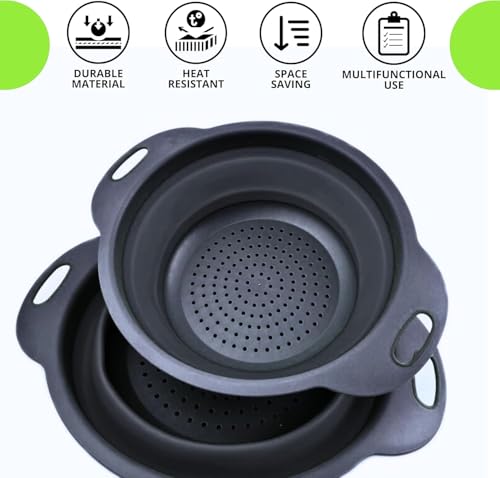 Black Silicone Collapsible Colanders (Black 1PC)