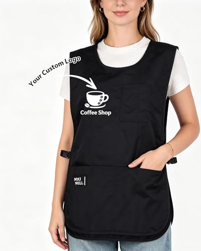 Custom Logo Waterproof Cobbler Apron with 4 Pockets Vest Apron Ultralight Chef Waiter Work Overalls (Custom Black)