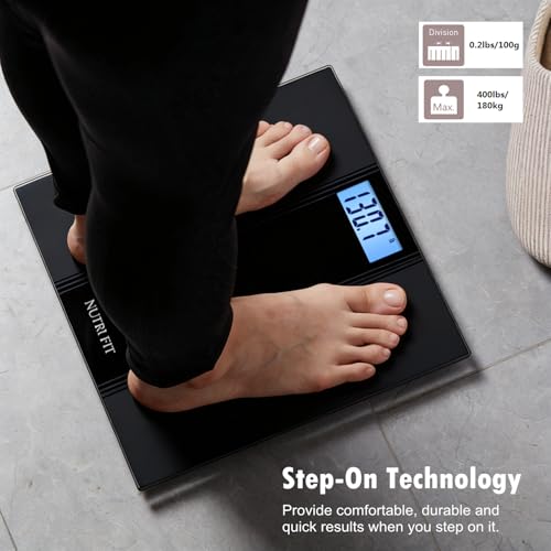 Scale for Body Weight Digital Bathroom Scale Large Size Black (Smog Black)