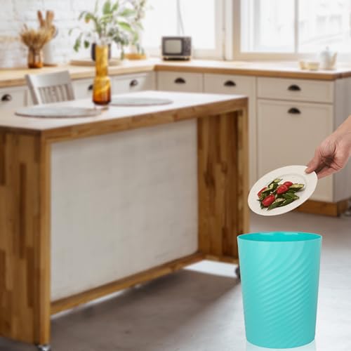 Plastic Small Bathroom Trash Can Wastebasket Garbage Can (Light Blue / 1.8 Gallon/1 Pack)