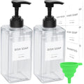 Clear Soap Dispenser with Waterproof Labels (22oz 2pack Clear)