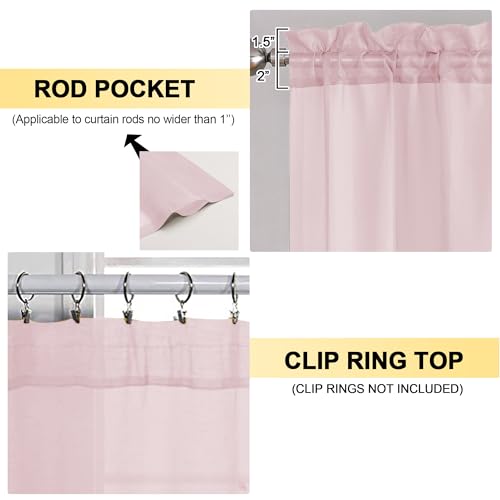 Blush Pink Sheer Curtains 84 Inches Long 2 Panels (Blush / 42"W x 84"L (Pack of 2))