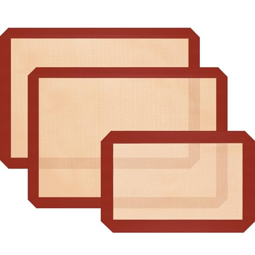 Silicone Baking Mat (Red / 2 Half Sheets & 1 Quarter Sheet)