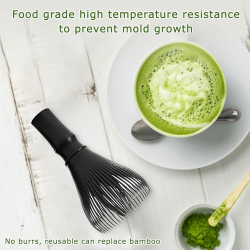 Matcha Whisk Reusable Resin Matcha Whisk Easy to Clean Stirring Tool for Japanese Matcha Green Tea Ceremony (Black)