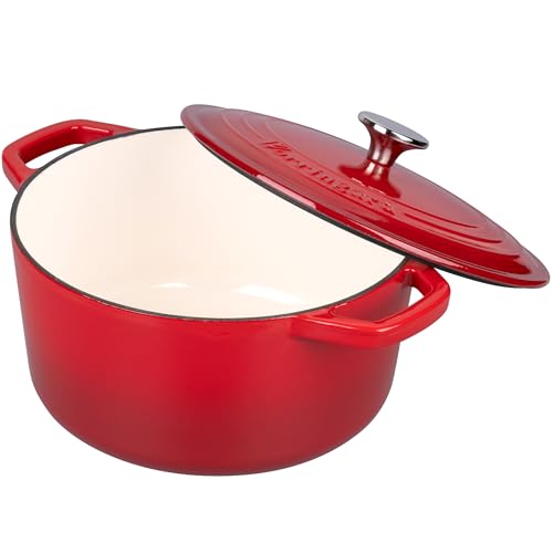 Enameled Cast Iron Dutch Oven Pot with Lid (6 QT / Red)
