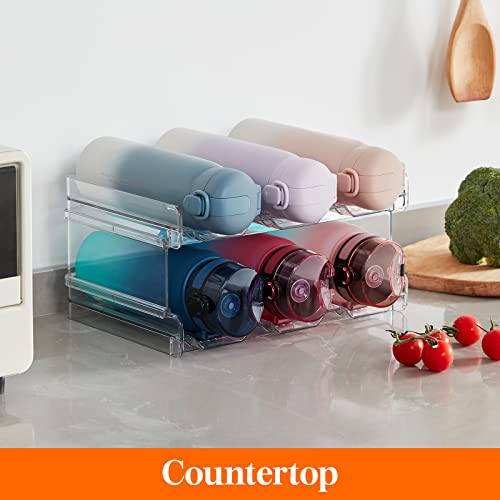Stackable Water Bottle Organizer for Cabinet (2 Tier-6 Bottle)