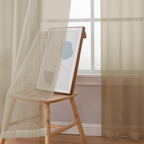 Taupe Sheer Curtains 54 Inch Length 2 Panels Set (Taupe / 42"W x 54"L (Pack of 2))