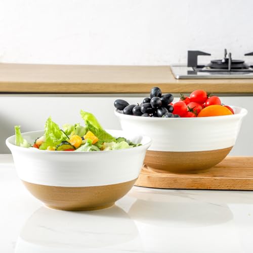 Large Ceramic Serving Bowls Set of 2 (White / 84 oz)