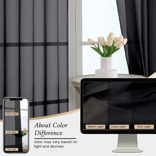 Black Sheer Curtains for Bedroom Living Room 96 Inches Long 2 Panels (Black / 59"W x 96"L (Pack of 2))