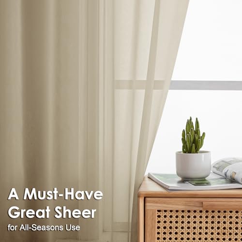 Taupe Sheer Curtains 54 Inches Long 2 Panels (Taupe / 42"W x 54"L (Pack of 2))