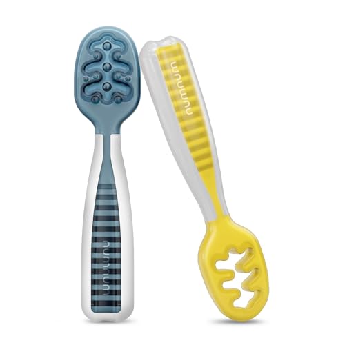 Baby Spoons Self Feeding 6 Months (2 Spoons / 14 - Blue / Yellow)