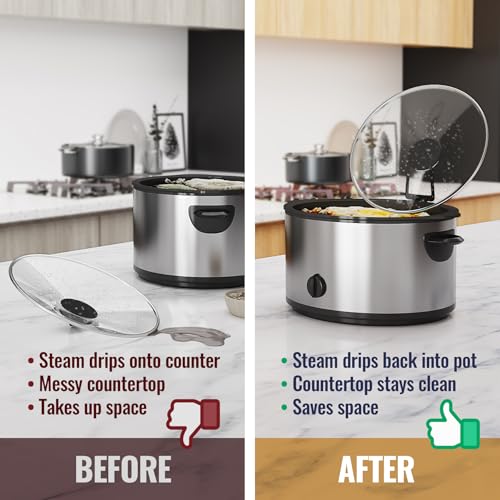 Slow Cooker Lid Holder Fit for Crockpot for Hands (Black (1-Pack))