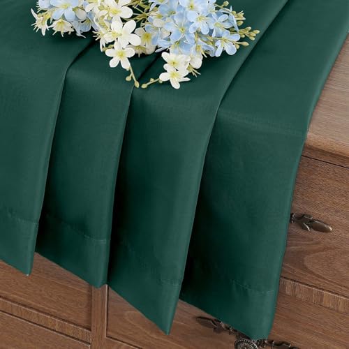 Green Window Sheer Curtains 45 Inches Length (42"W x 45"L (Pack of 2) / Hunter Green)
