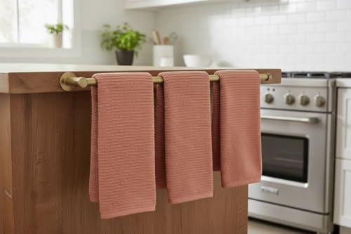 Peach Coral Salmon Kitchen Dish Towels (Ribbed Peach)