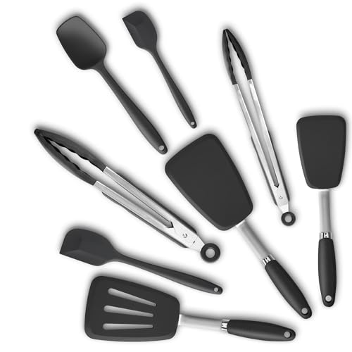 5 Piece Silicone Spatulas Set with Tongs (Z-Black)
