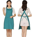 100% Cotton Cross Back Apron for Women with 2 Pockets (#0 Adjustable Light Green Cross-back)