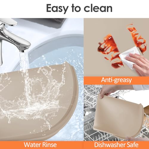 Silicone Coffee Maker Mat with Lip for Countertops (Khaki / 24'' x 16'')