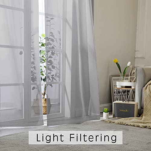 Grey Sheer Curtains 72 Inches Long 2 Panels (Grey / 42"W x 72"L (Pack of 2))