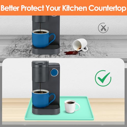 Silicone Coffee Maker Mat with Lip for Countertops 15.7''x11.8'' Mint Green (Mint Green / 15.7'' x 11.8'')
