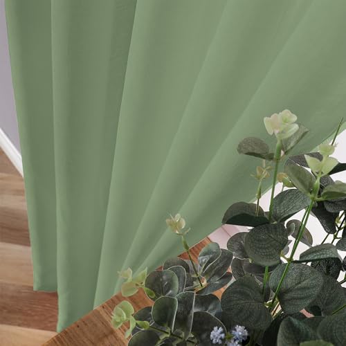 Sheer Tier Curtains Kitchen Linen Textured Half Curtain Sheers Light Filtering Rod Pocket Voile Bathroom Short Curtains for Farmhouse (25"W x 30"L (Pack of 2) / Sage Green)