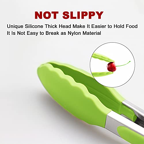 4 Pack Green Silicone Kitchen Tongs Set (Green)