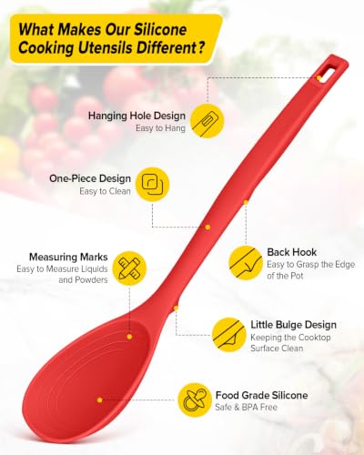 Silicone Cooking Utensils Set (Red)