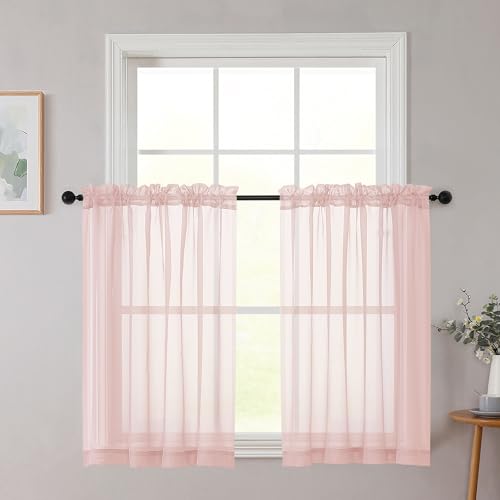 Cafe Curtains 36 Inch Length Tier 2 Pieces (Blush / 42"W x 36"L (Pack of 2))