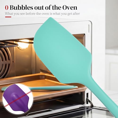 600ºF Heat Resistant Silicone Spatula Spoonula Set of 2 (Aqua Sky / Large/Spoon Spatula - 2pcs)