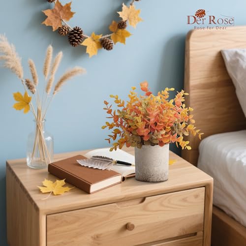 3 Pack Fake Plants Warm Orange Faux Plants for Fall Table Decor (Orange)