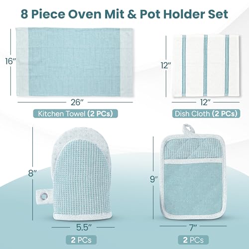 Oven Mitts and Pot Holders Sets (04: Oven Mitts - Aqua / Oven Mitt Set - 8 Pack)
