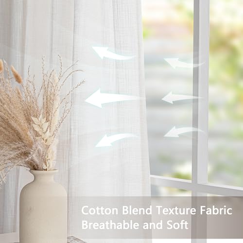 Natural Curtains 30 Inch Long for Cafe (34"W x 30"L (Pack of 2) / Beige White)